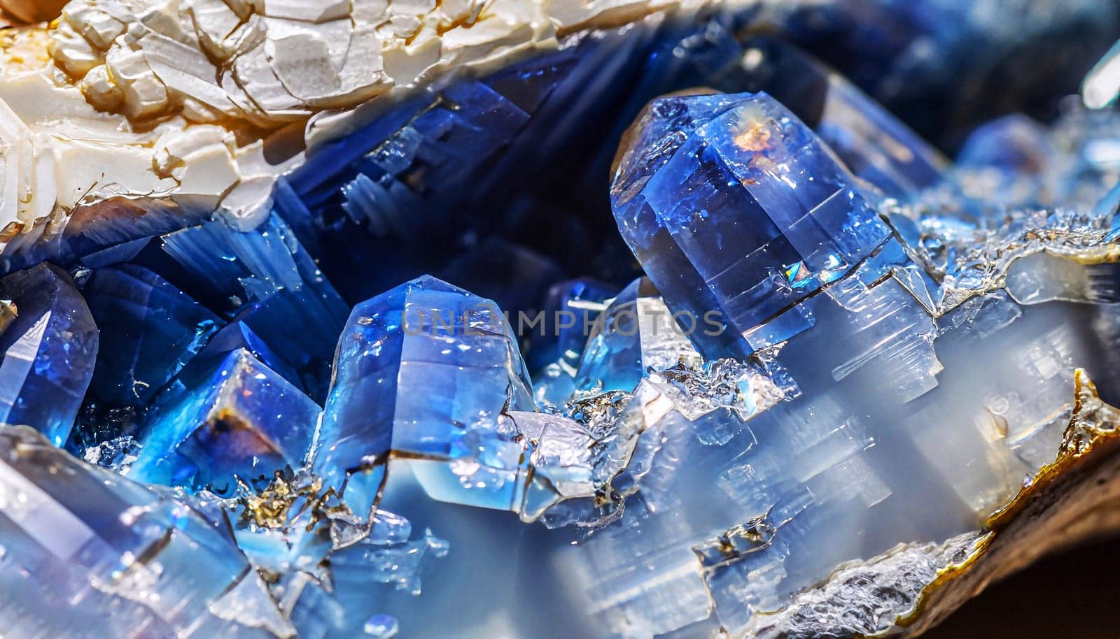 Blue Sapphire Persian Salt - Close up. sapphire texture with crystal structure macro photo