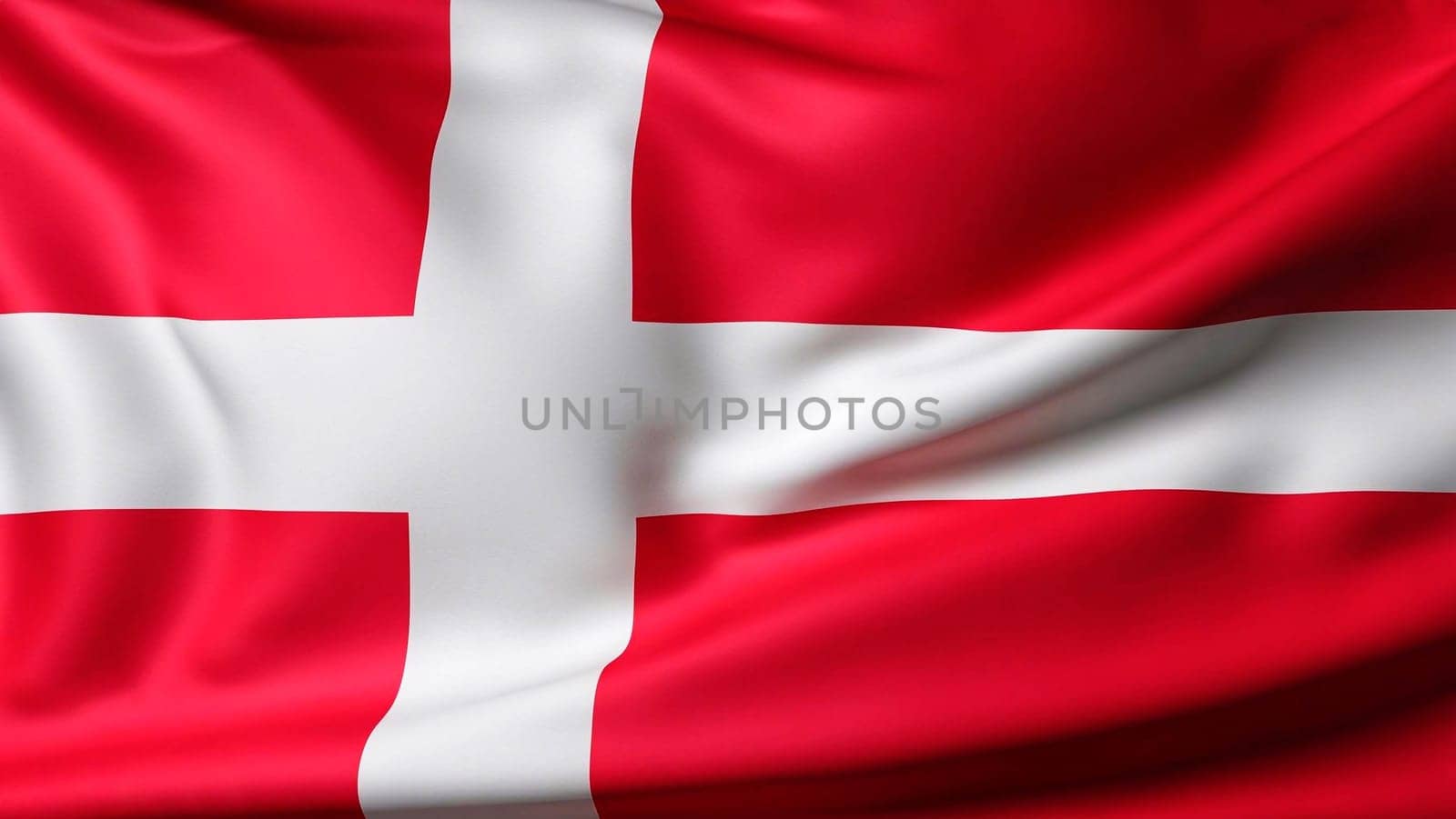 Denmark flag is depicted on a sports cloth fabric with many folds. Sport team banner