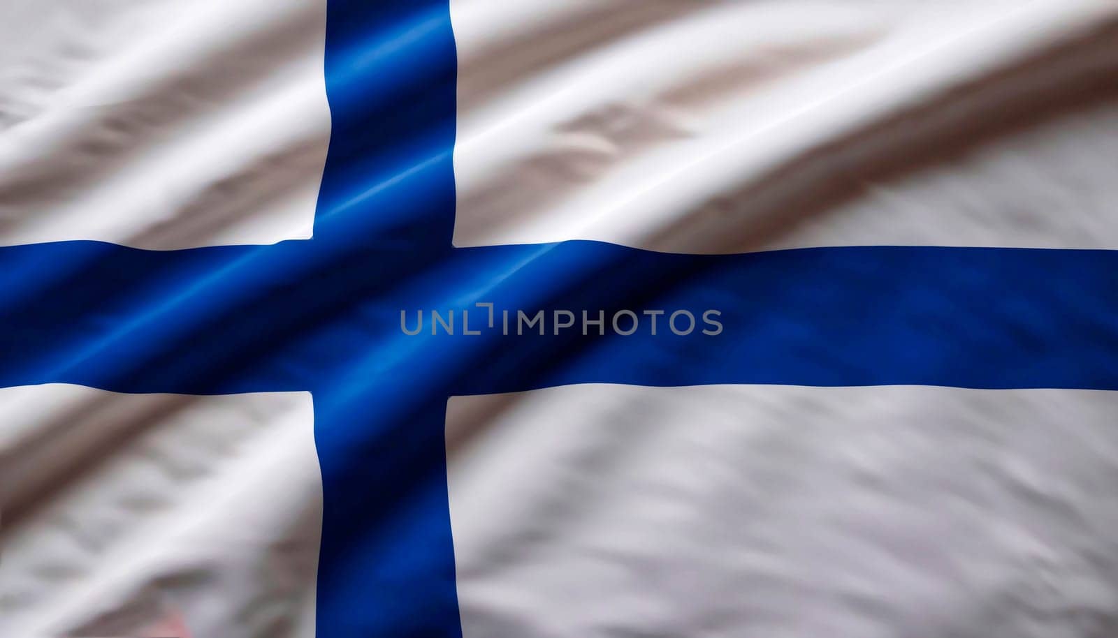 Flag of Finland illustration. illustration of the Finnish flag. 4K. Republic of Finland flag flying, Finland flag render illustration.