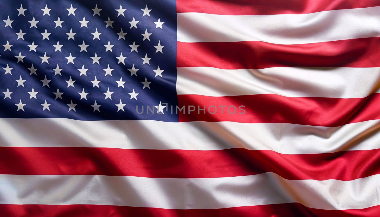 American flag background. flag of the United States of America with pleats with visible satin texture