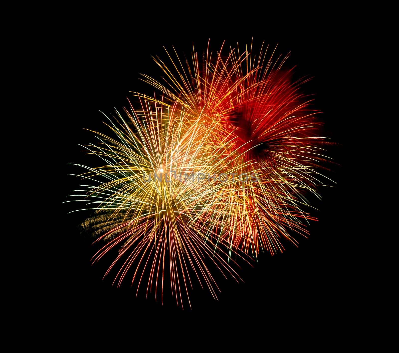 Colorful fireworks celebration and anniversary on night sky background