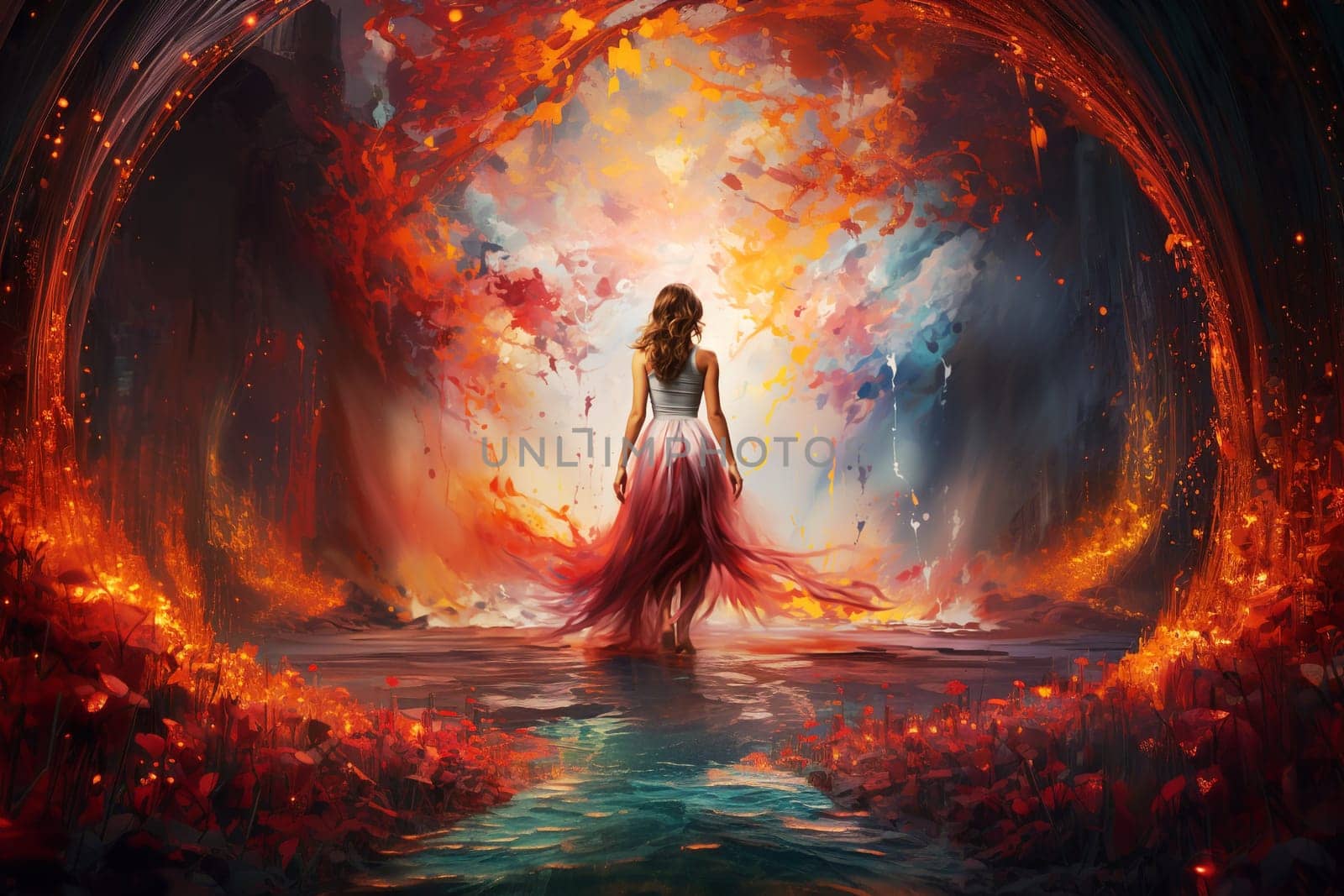 Spiritual woman, intersection of the astral body energy field with supernatural frequency senses, consciousness and healing