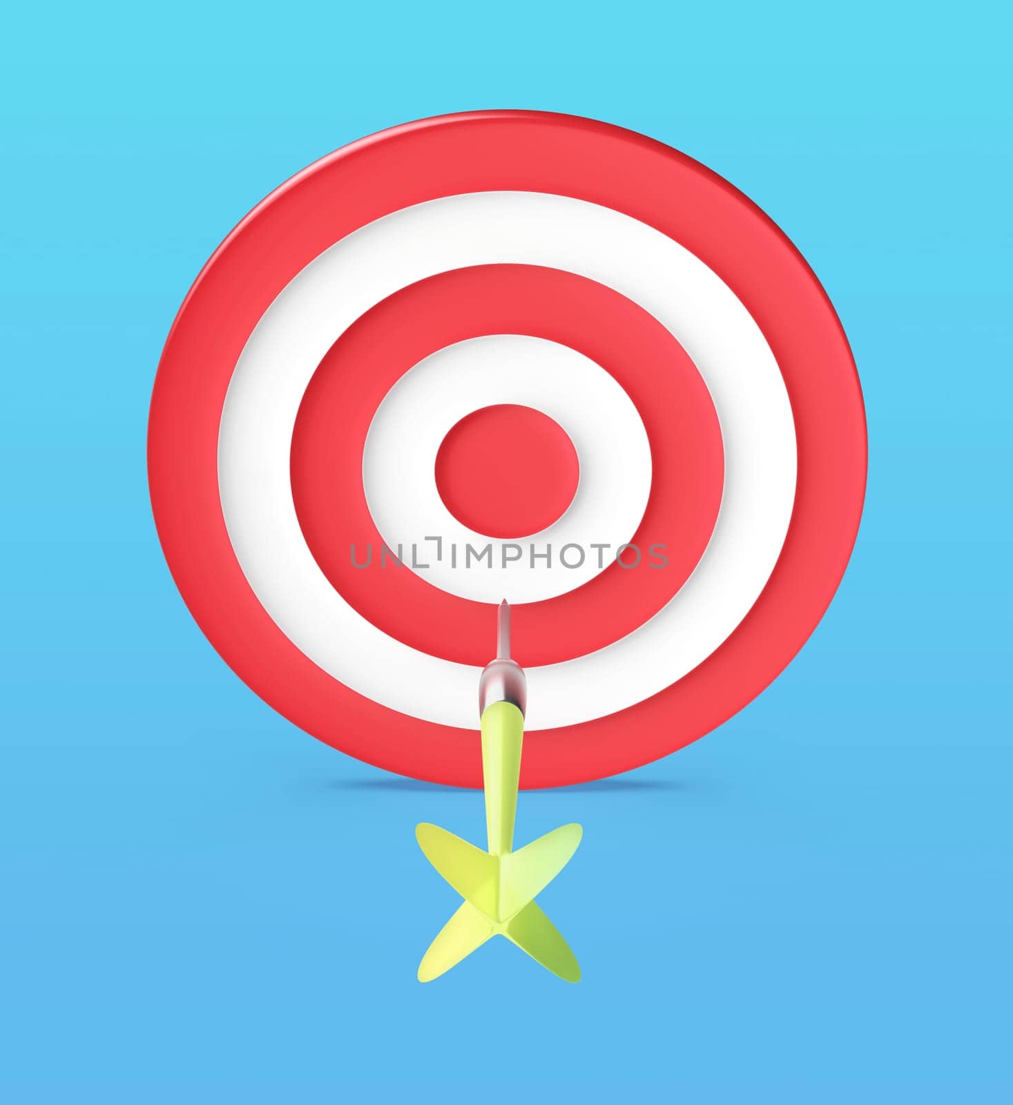 Dart pointing on center of dartboard