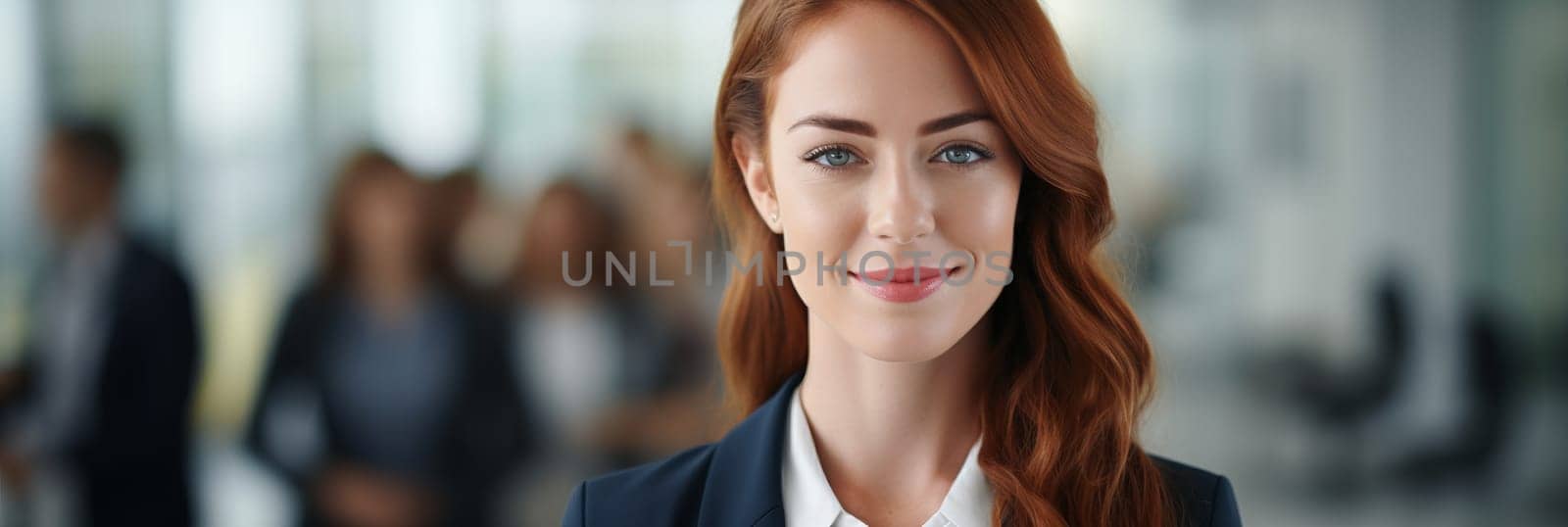 Smiling confident business leader looking at camera and standing in an office at team meeting. Portrait of confident businesswoman with colleagues in boardroom. Posing while holding digital tablet.