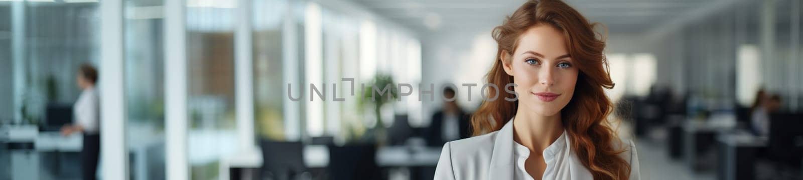 Smiling confident business leader looking at camera and standing in an office at team meeting. Portrait of confident businesswoman with colleagues in boardroom. Posing while holding digital tablet.