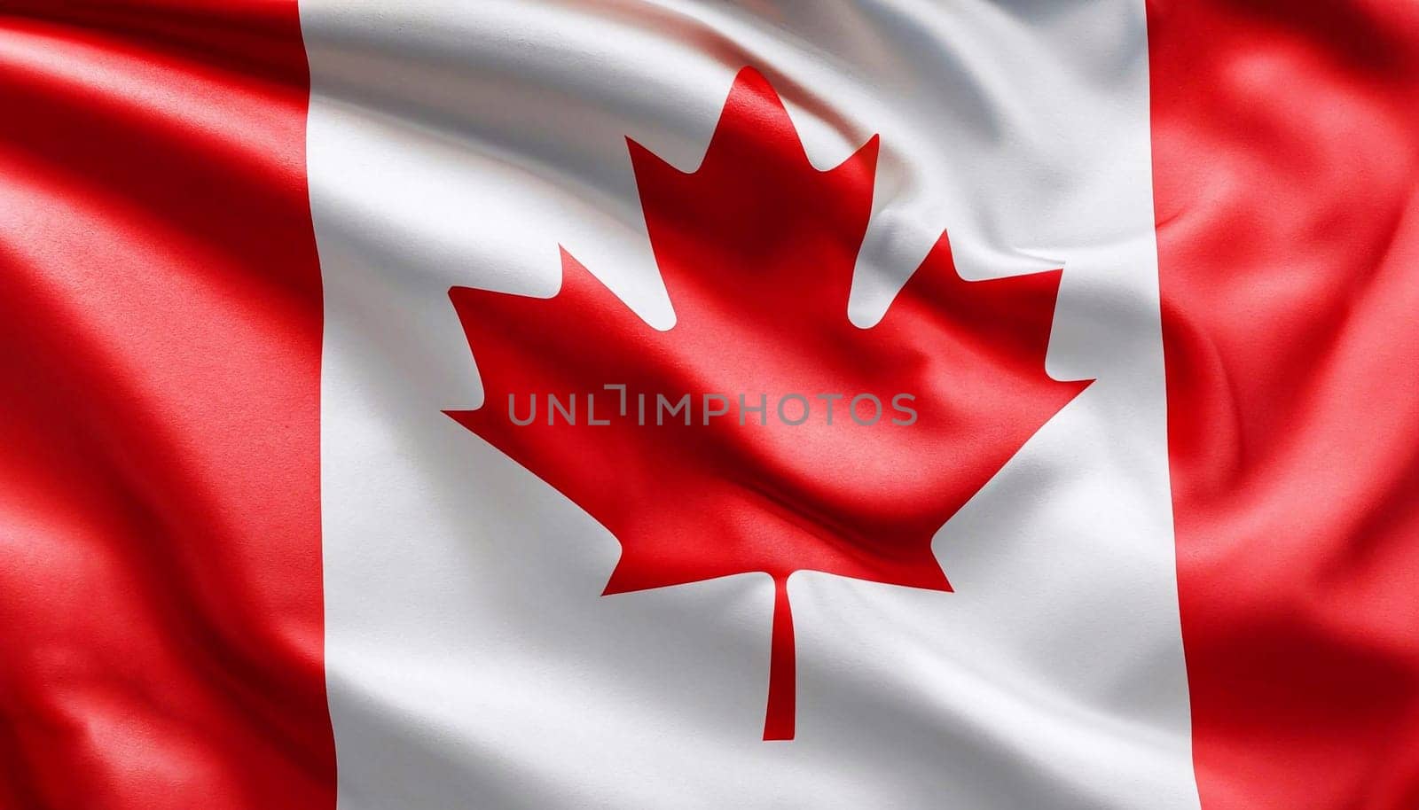 beautiful colored Canadian flag on pleated silk