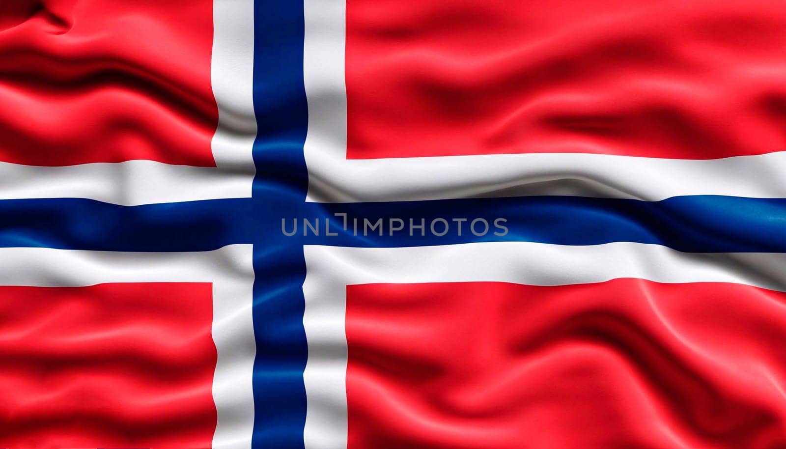 silk national flag of Norway with the folds
