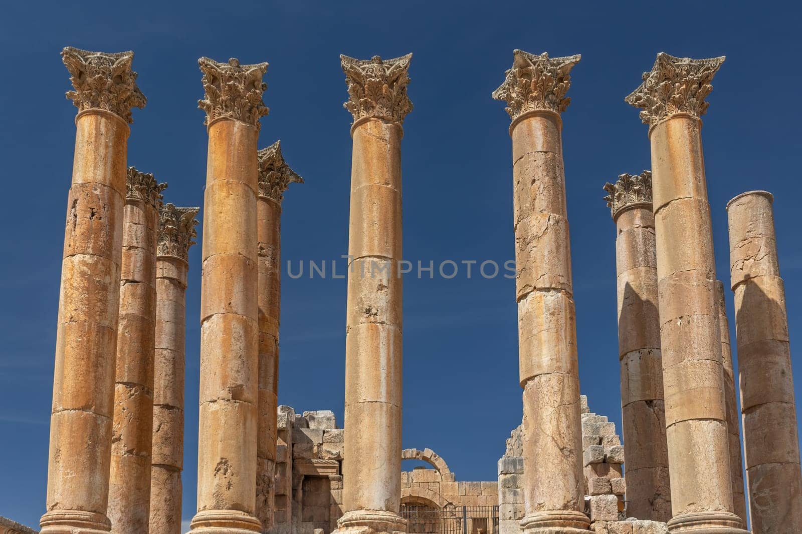 Famous Temple of Artemis at ruins of Jerash , Jordan. Horizontally.