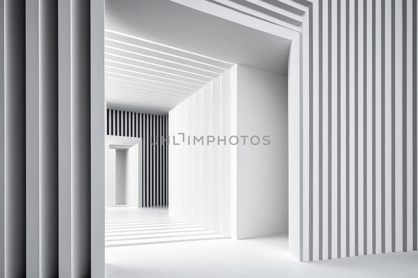 White minimalistic striped interior, abstract background. Generative AI design
