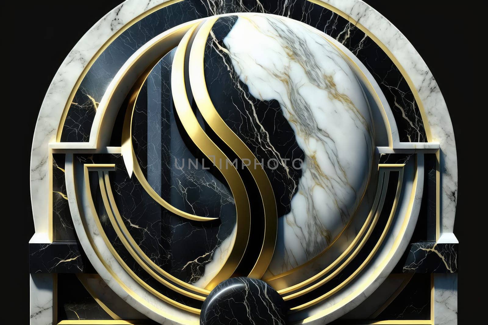 Abstract art deco marble geometric background. Generative AI design