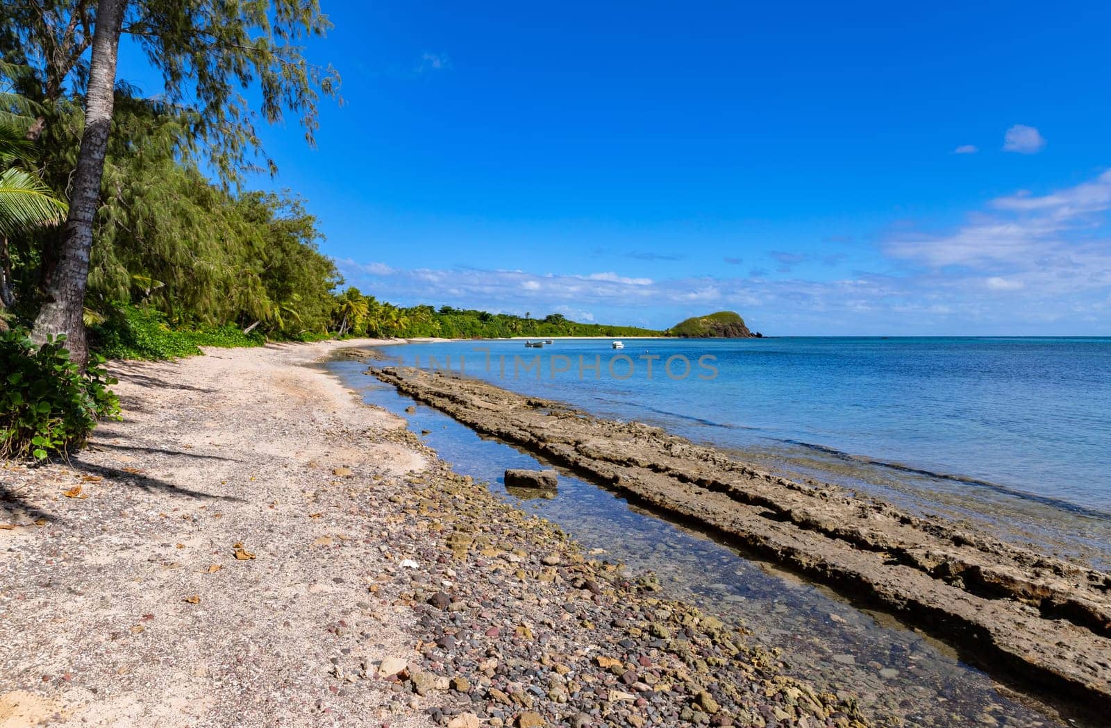 View of Blue Lagoon beach in Nacula Island, Yasawa Islands, Fiji