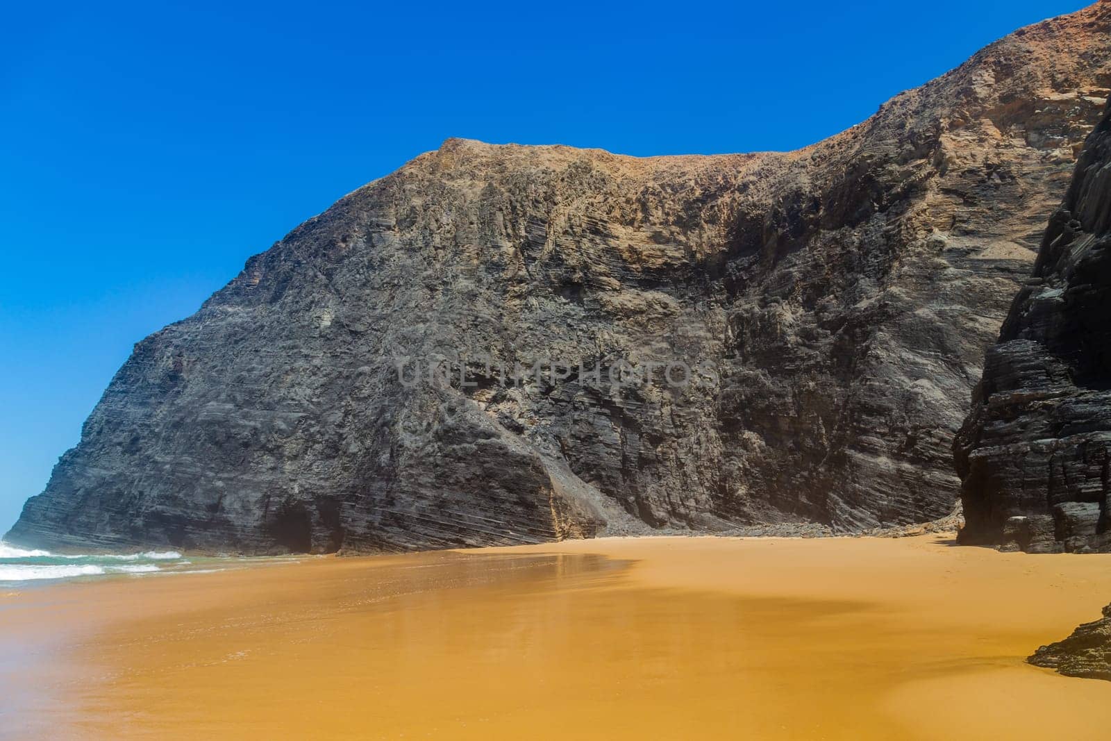 Beautiful empty beach in Algarve west coast, Portugal
