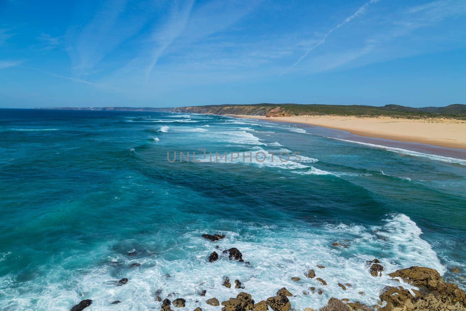 Beautiful empty beach in Algarve, Portugal