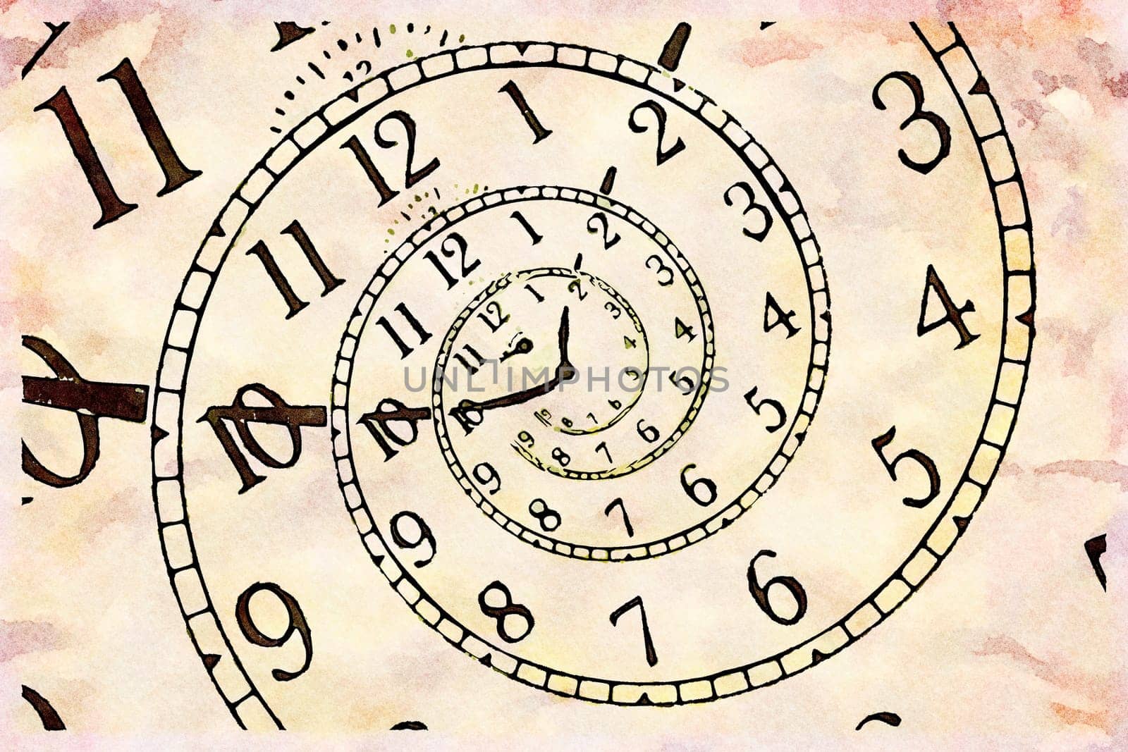 Creative image - hypnotic clock background. Concept of hypnosis, subconscious, suggestion.