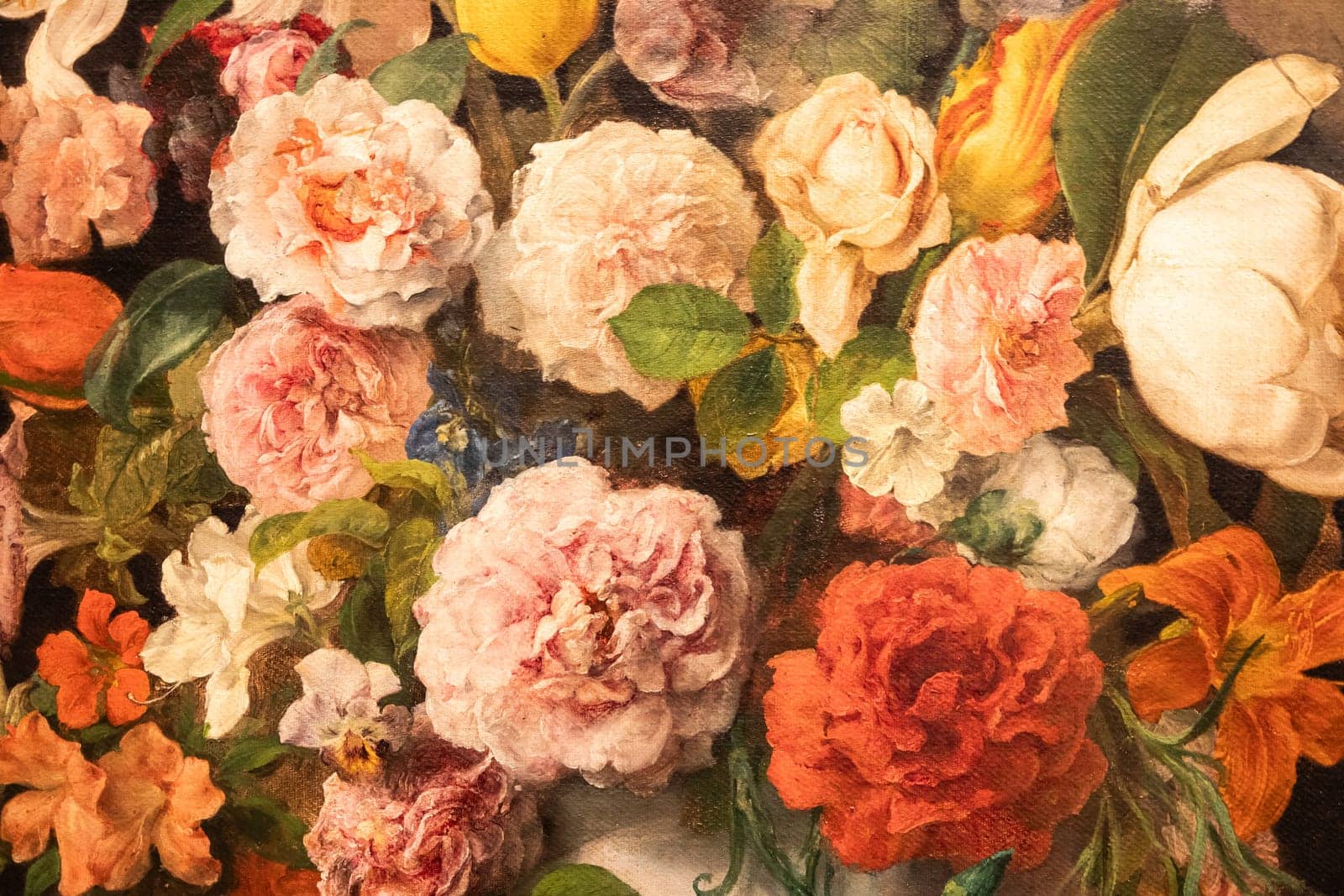 Grunge baroque flowers background. Antique design, floral ornament, romantic style