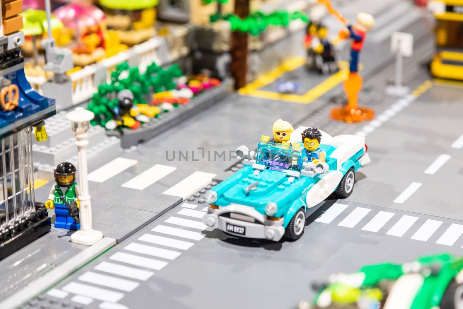 Turin, Italy - October 2022: city made of colorful plastic building blocks - fun and education