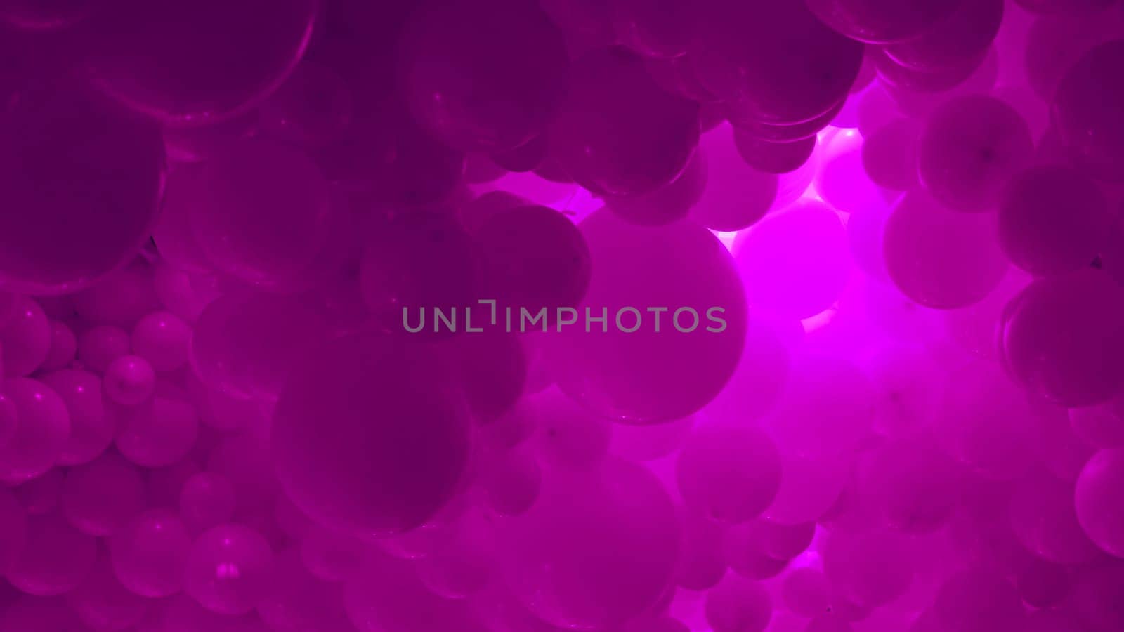 Pink background with flying balloons - clean design, 3d abstract realistic banner