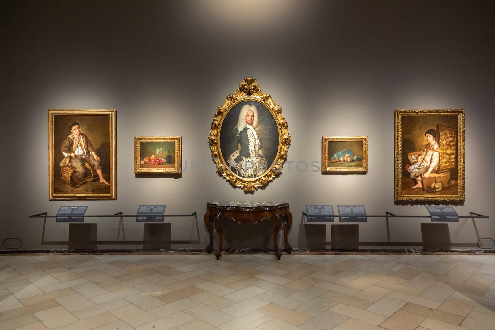 Milan, Italy - 23 September 2023: Brera antique painting museum. Gallery interior, vintage collection