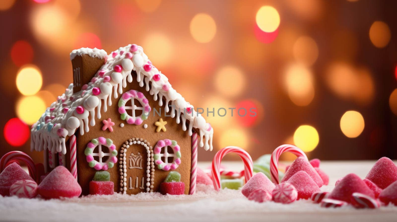 gingerbread house with christmas decoration xmas holiday sweets, ai