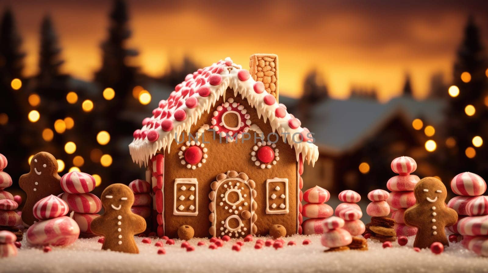 gingerbread house with christmas decoration xmas holiday sweets, ai