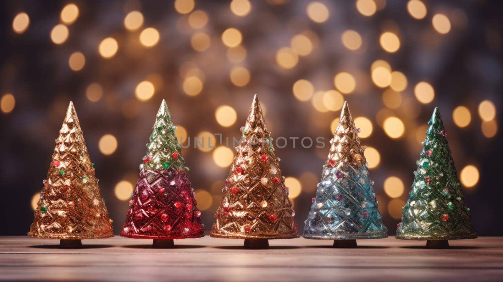 christmas tree xmas holiday decoration with glitter bokeh background, ai