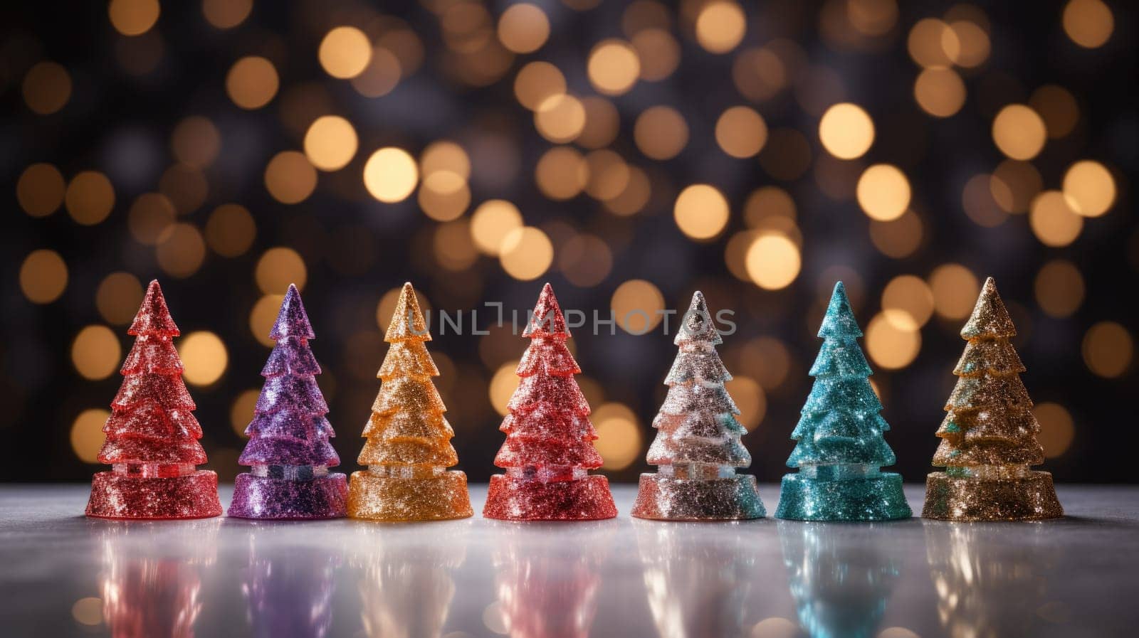 christmas tree xmas holiday decoration with glitter bokeh background, ai