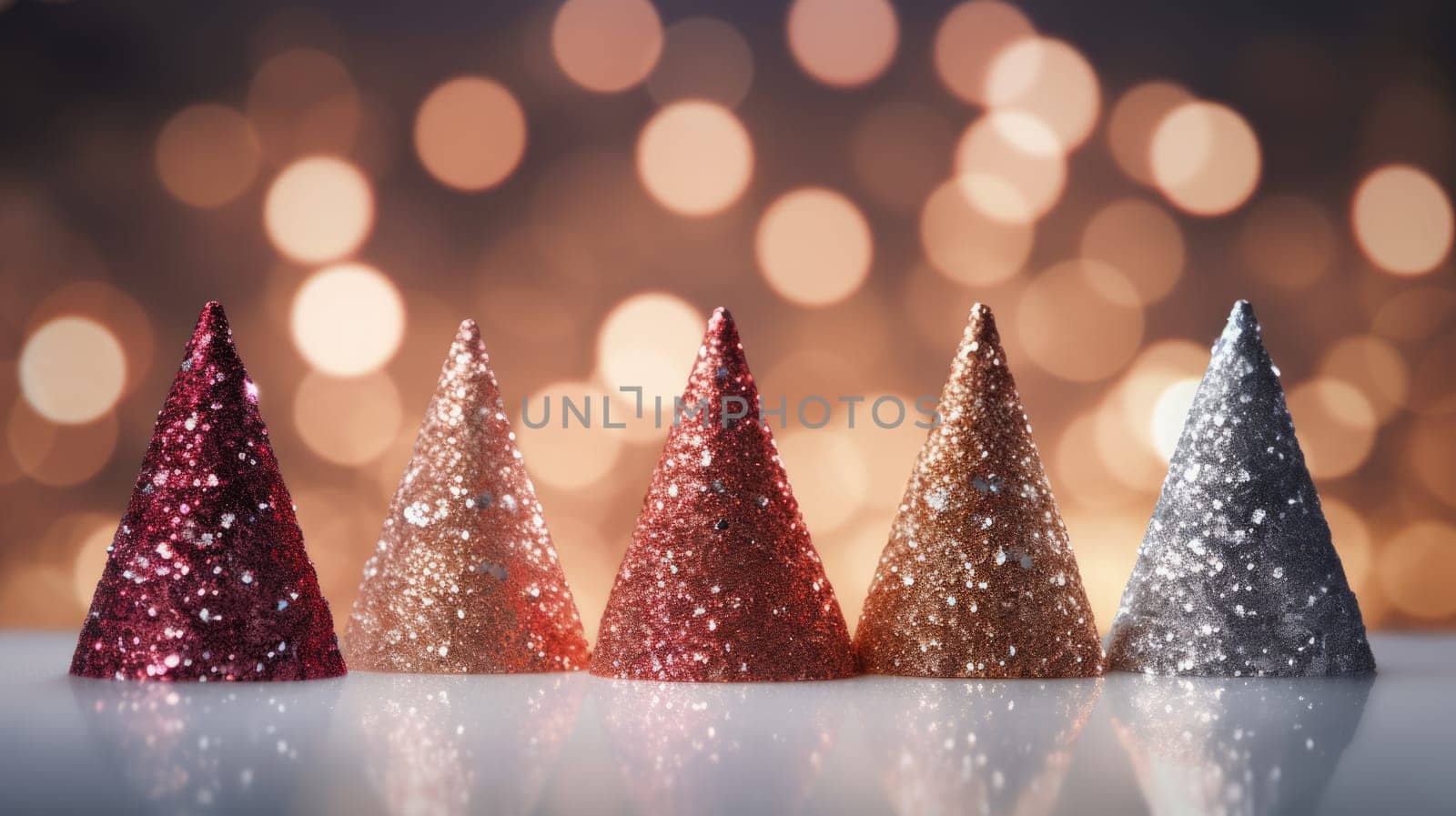 christmas tree xmas holiday decoration with glitter bokeh background, ai