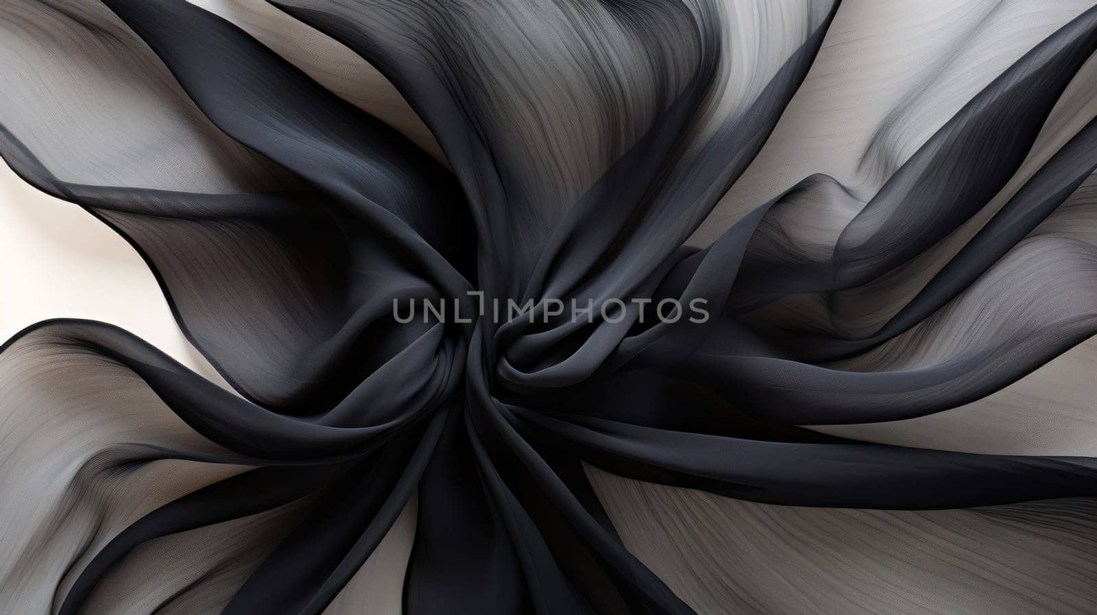 Black satin flower with silk elegant petals on a light background.Generative AI