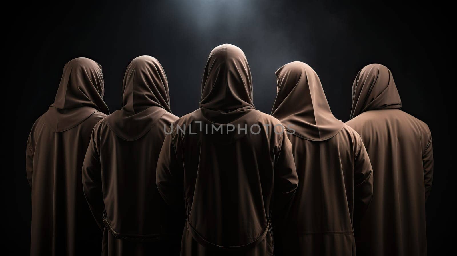 a group of unknown people in the same clothes. back view. the concept of equalizing and depersonalizing people. The concept of lack of diversity.protection of personal space and personal .Generative AIinformation