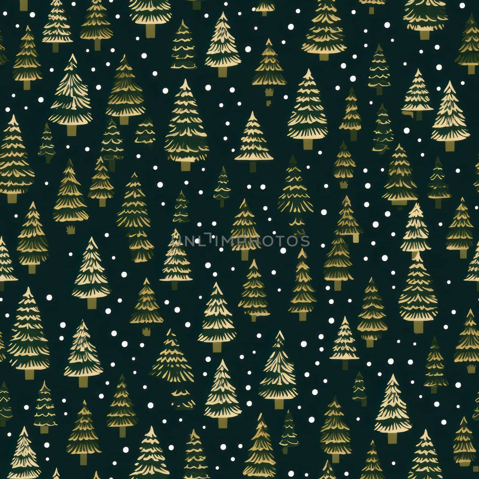 Festive seamless pattern, Christmas trees on a dark background. pattern for fabric or wrapping paper.Generative AI