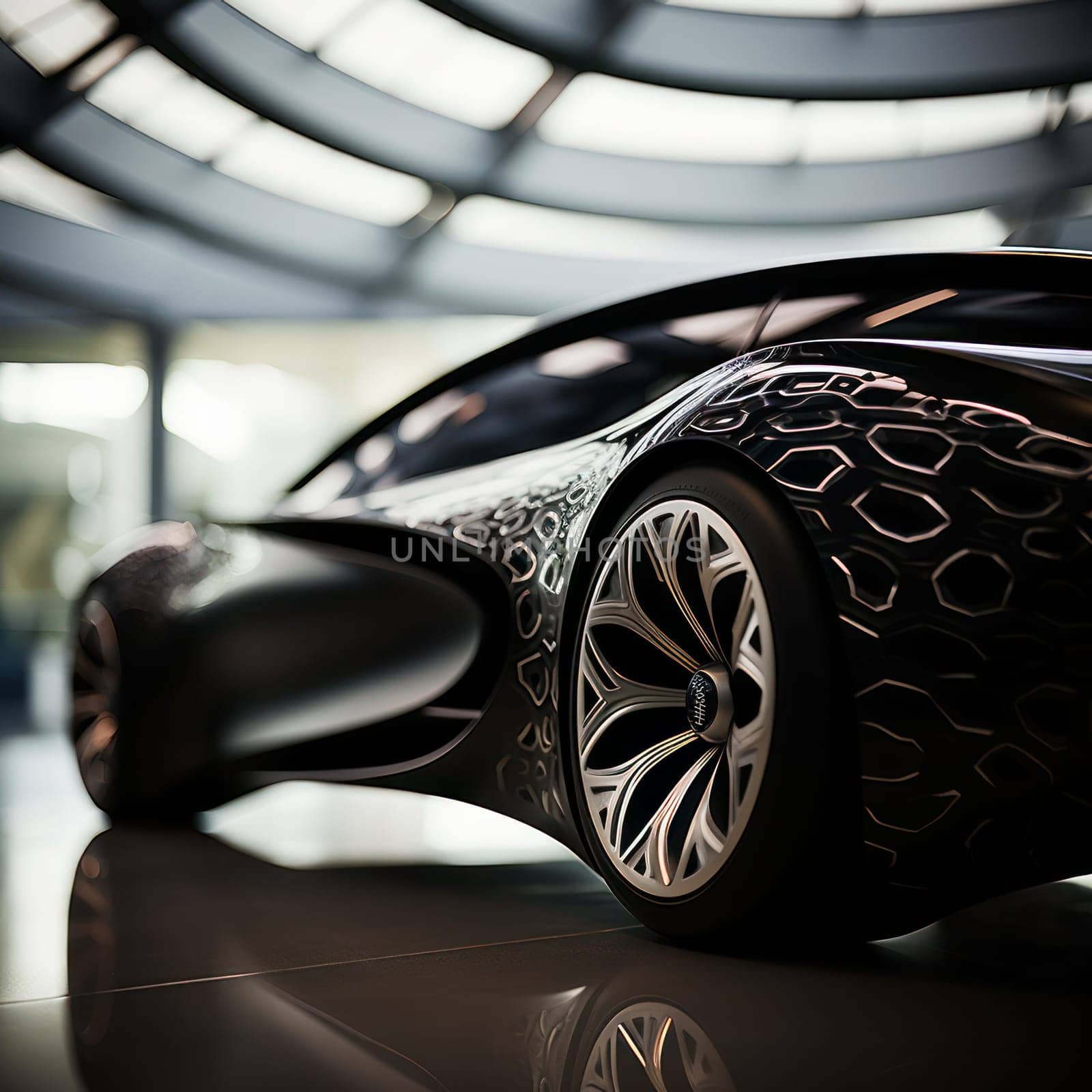 Abstract metal background.Decorative element of a futuristic car model.future car concept.Generative AI