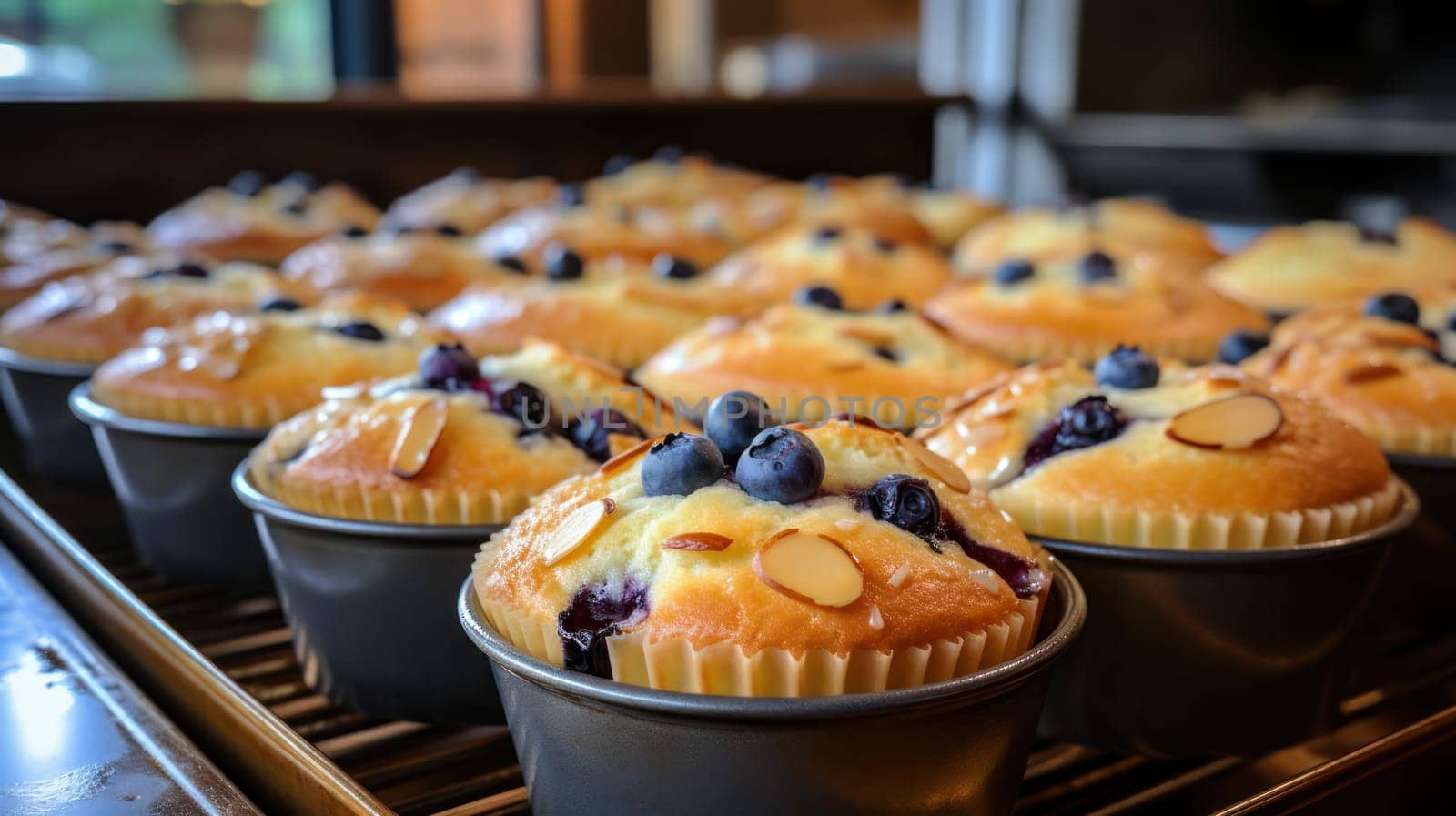 cupcakes in baking dishes. fresh baked goods at the bakery. holiday eve. Generative AI