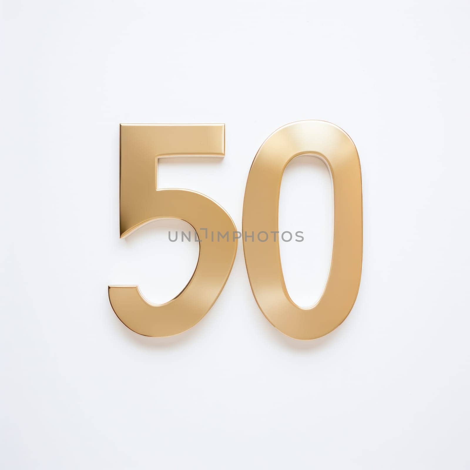 50 Number fifty. Glossy, sparkling number 50, isolated on a white background. Golden Jubilee.Generative AI