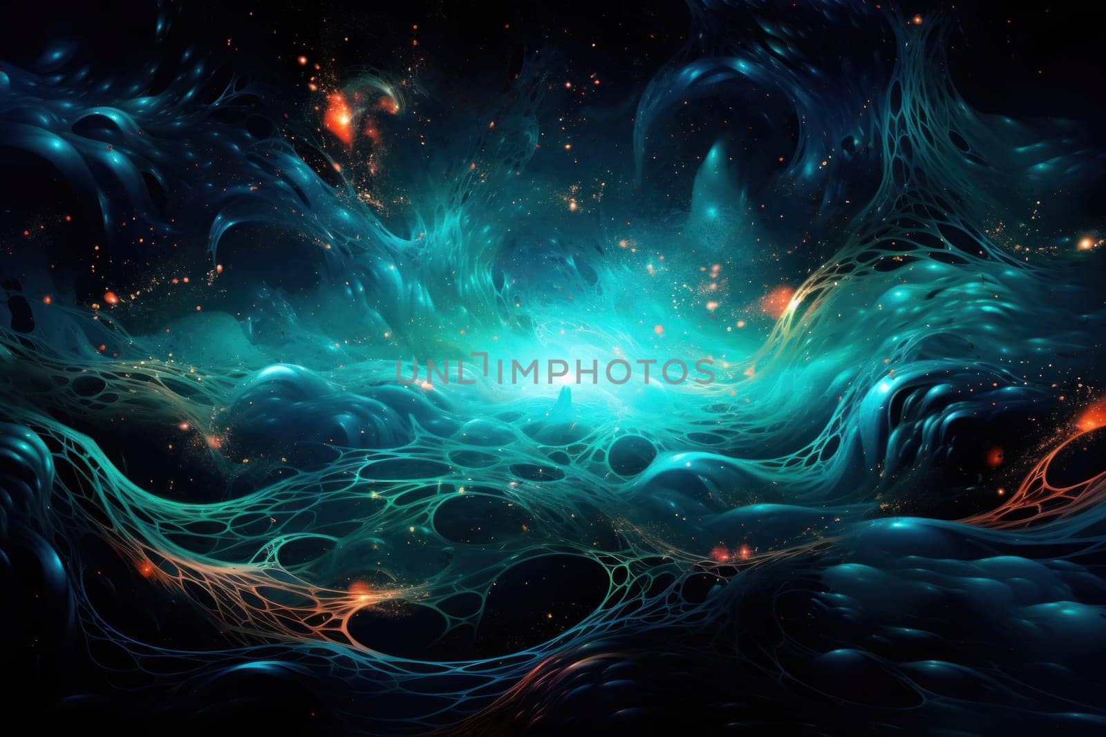abstract background fractal pattern in neon glow.Generative AI