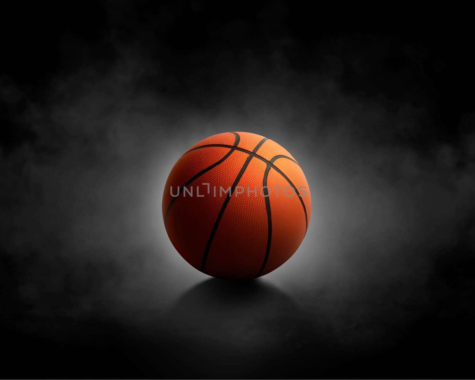 basketball with on black background with smoke