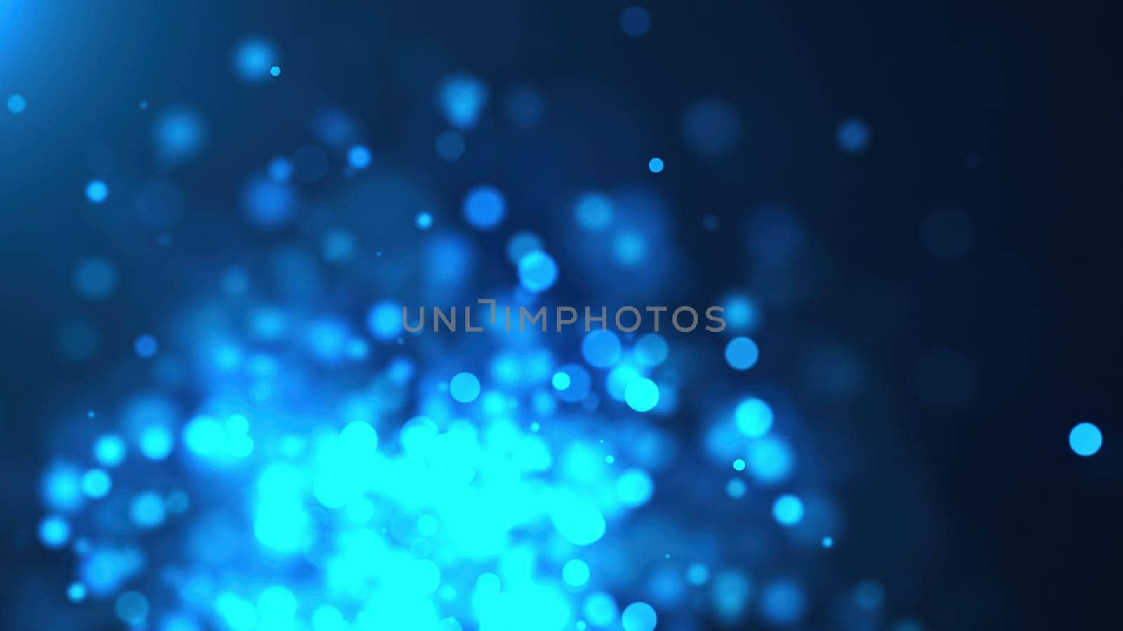 Blue bokeh particles. Computer generated 3d render