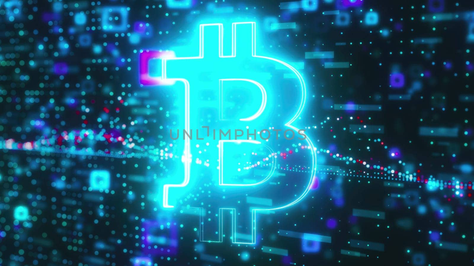 Bitcoin data technology. Computer generated 3d render