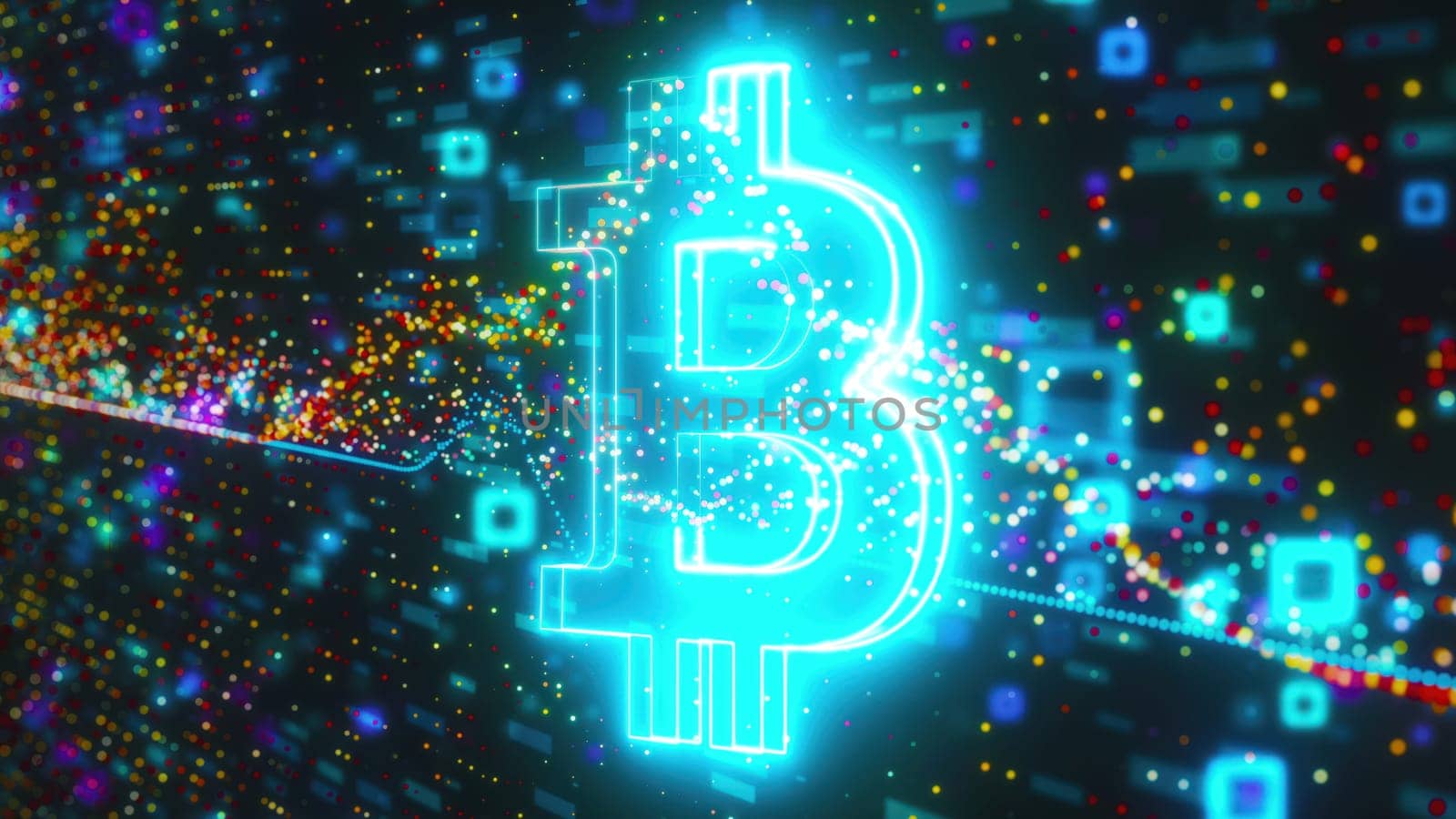Bitcoin data technology. Computer generated 3d render