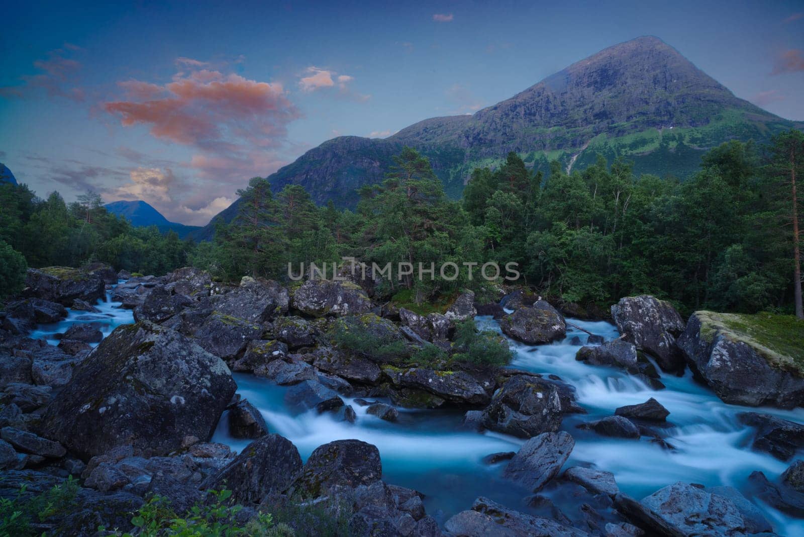 Valldola river in Norway, along the Fv63, a national tourist route, which also leads to the famous Trollstigen.