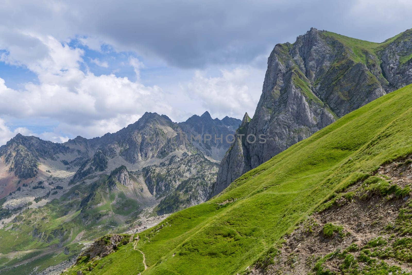 Mountain landscape near Col du Tourmalet in Pyrenees mountains. France.