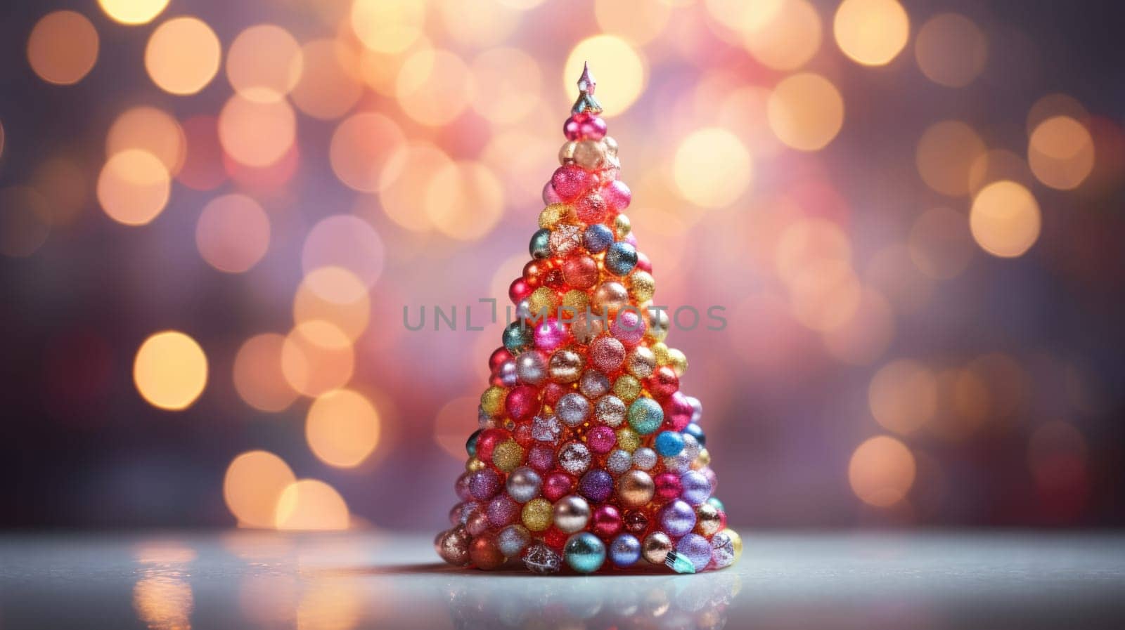 christmas tree xmas holiday decoration with glitter bokeh background, ai