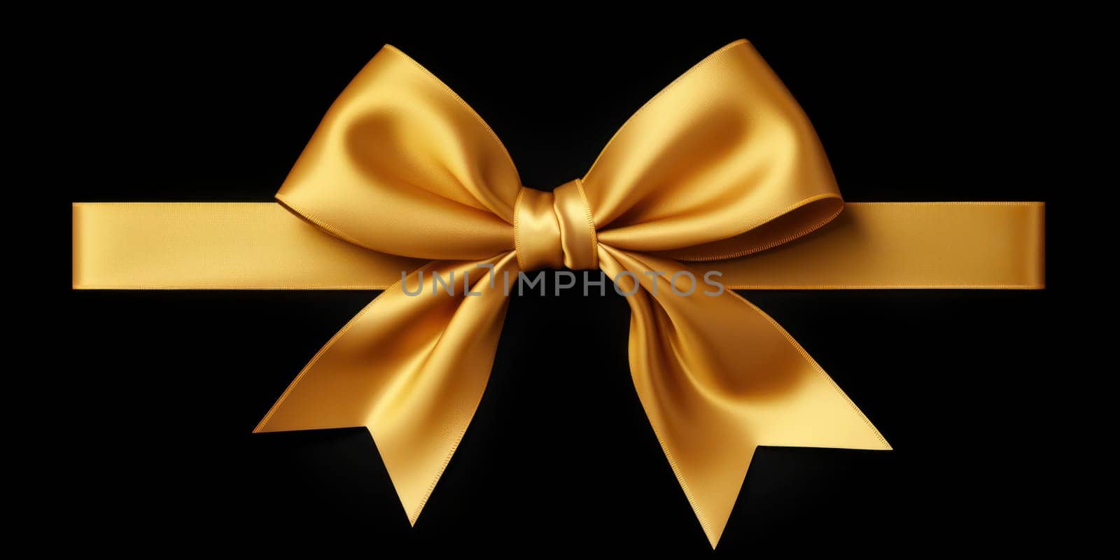 golden bow on black background. Generative AI