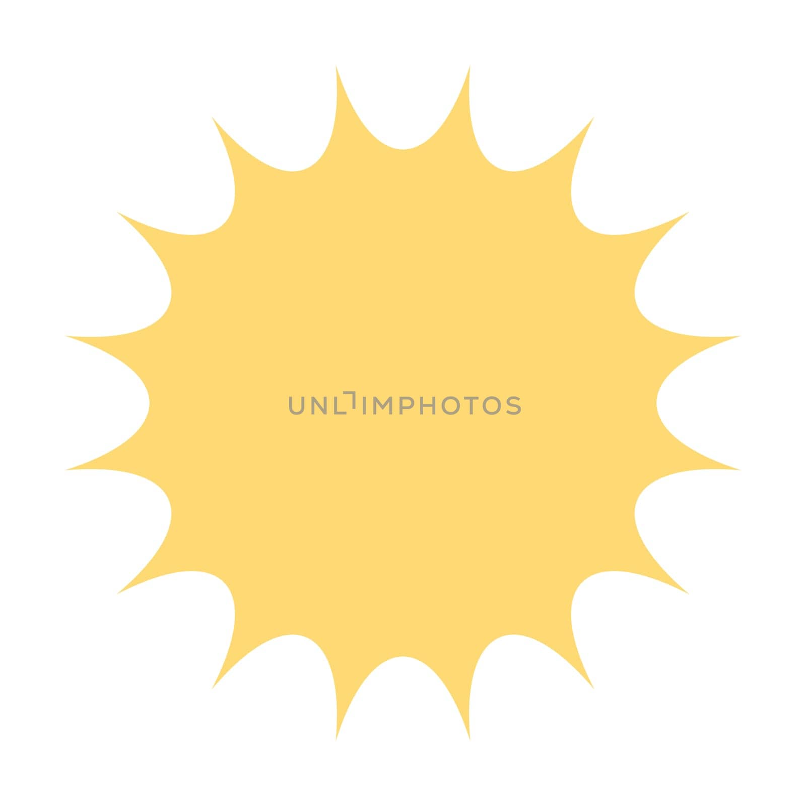Round sun shape badge sun rays label, yellow frame