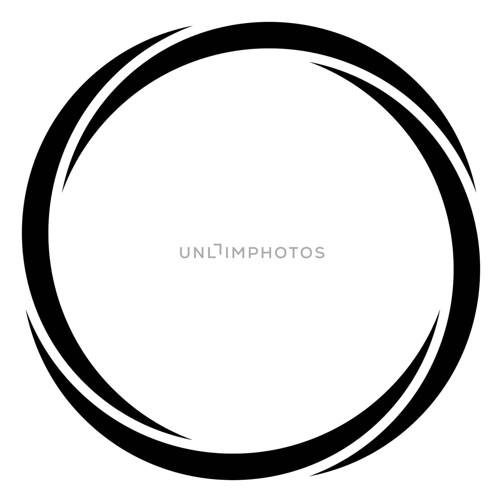 Round curve frame, 4 sectors moon ornament circle border doodle