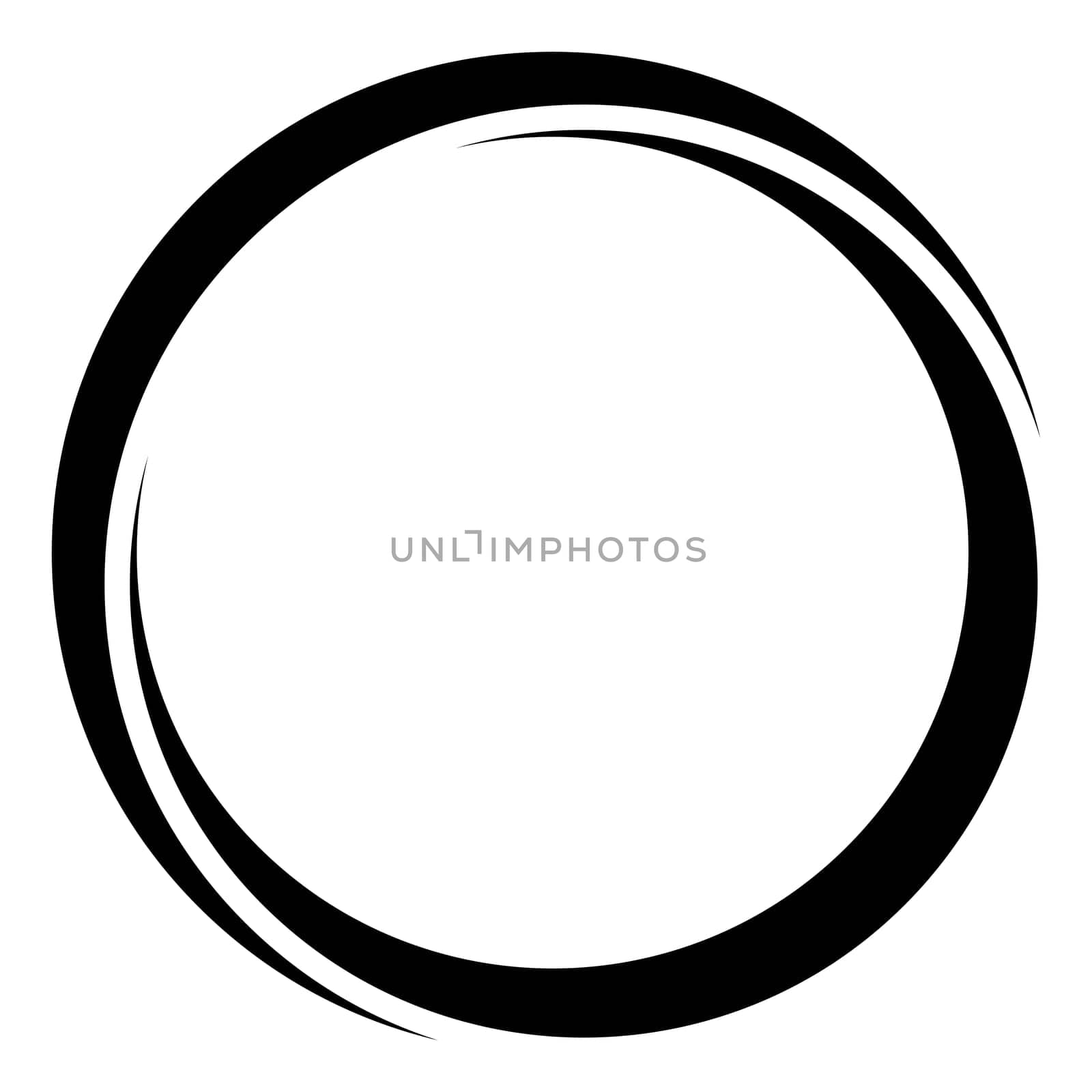Round curve frame black white moon ornament circle border doodle