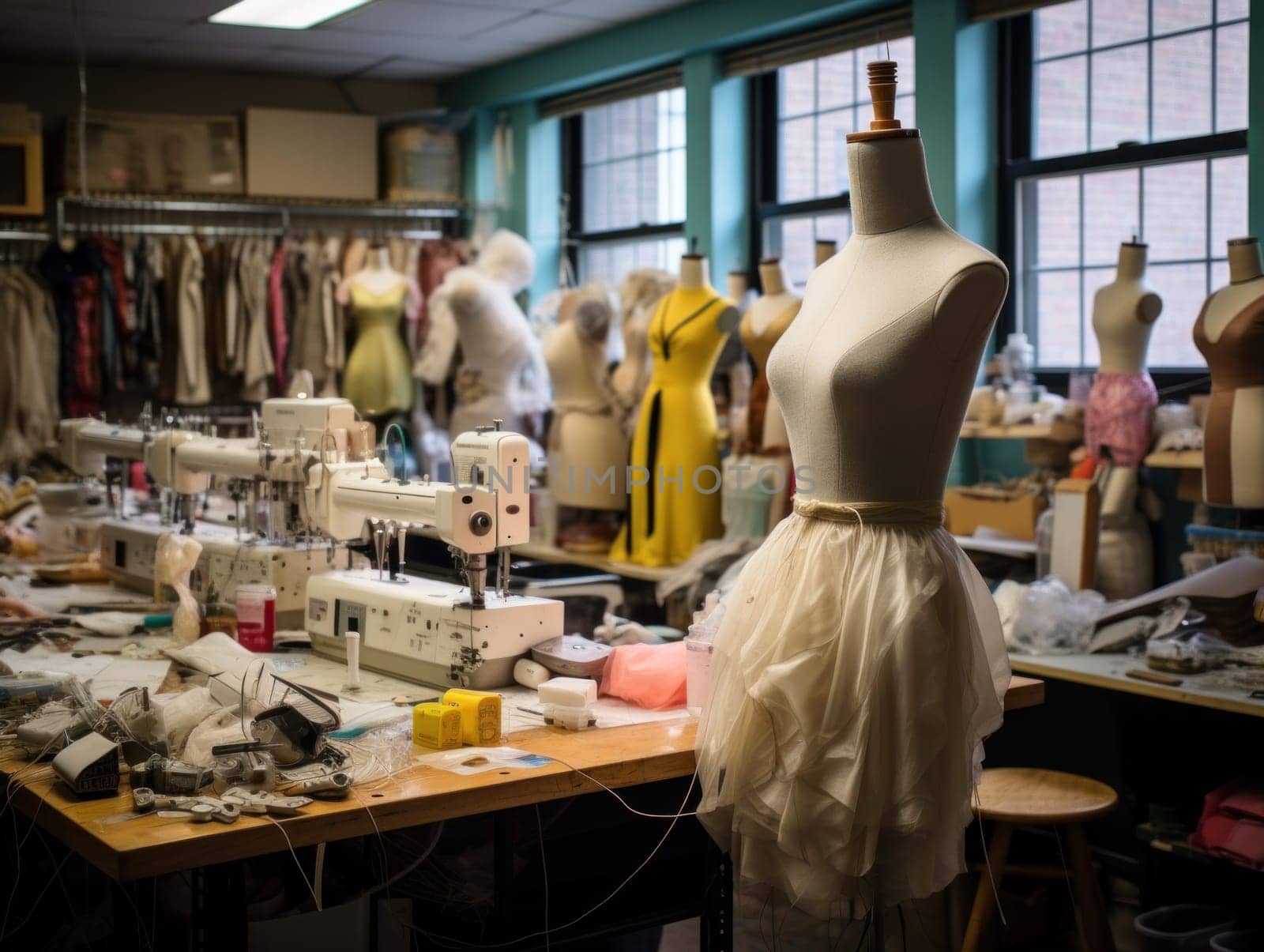 Mannequins and hangers materials. Design, tailoring and cutting studio, manufacturing, handicrafts.Generative AI