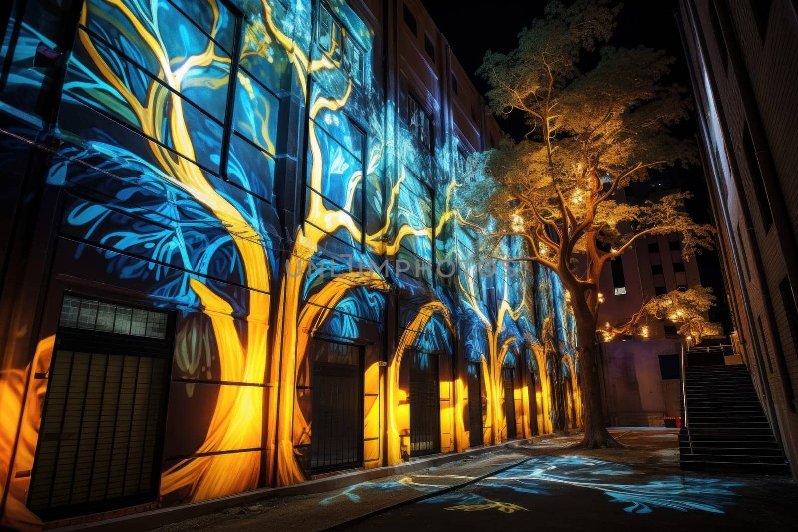 light pattern on the house, festival of lights.Generative AI