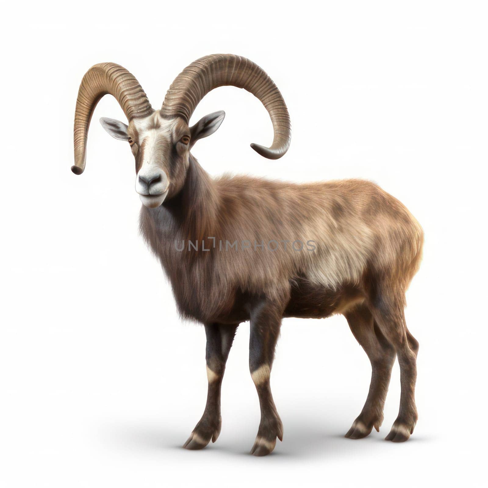 Alpine ibex isolated on white AI generated image