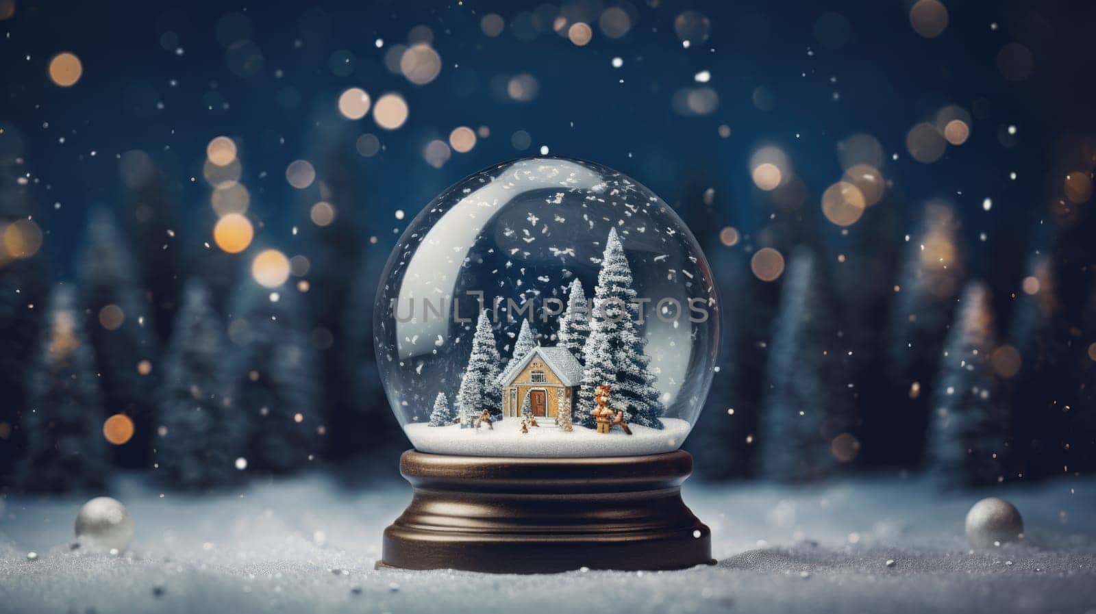 x'mas christmas winter snowglobe cabin, ai
