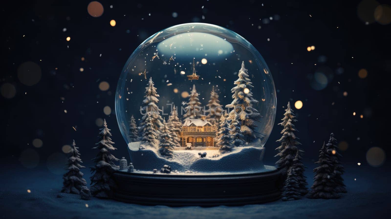 x'mas christmas winter snowglobe cabin, ai